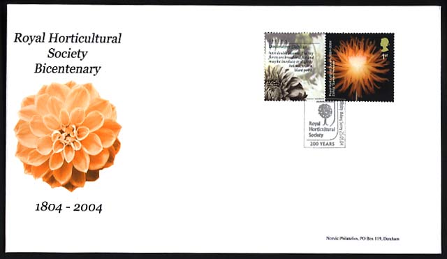 RHS Smilers single stamp on Norvic Dahlia FDC