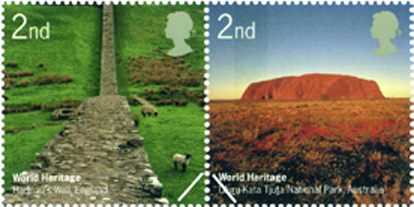 Hadrian's Wall & Uluru-Kata Tjuta National Park stamps