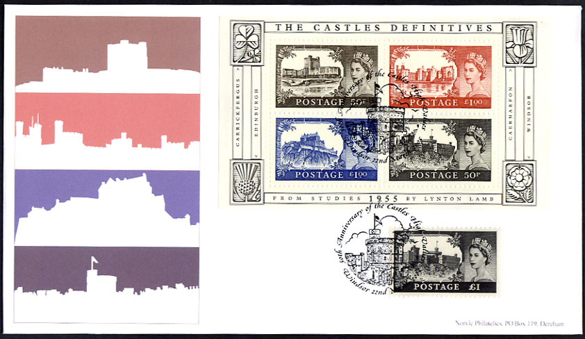 Norvic Philatelics first day cover for Wilding Castles miniature sheet