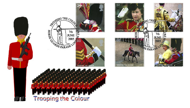Norvic FDC for Trooping the Colour stamp set issued 7 June 2005
