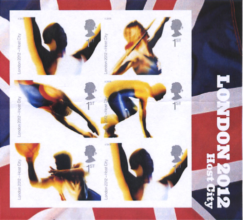 miniature sheet of five stamps commemorating the award to London of the 2012 
Olympics