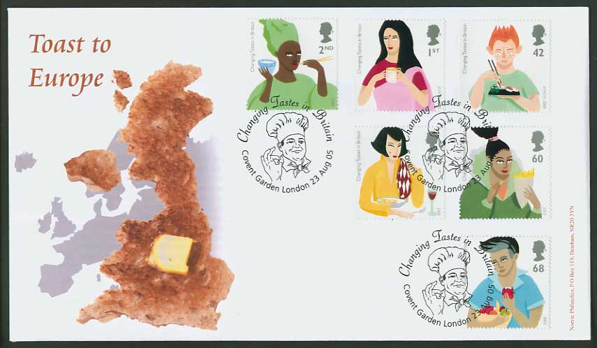 Norvic Philatelics official FDC for Europa: Gastronomy Changing Tastes in Britain fdc bread postmark