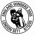 cricket postmark showing batsman.