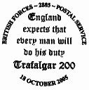 Forces postmark, text: ENGLAND expects that every MAN will do his DUTY, Trafalgar 200