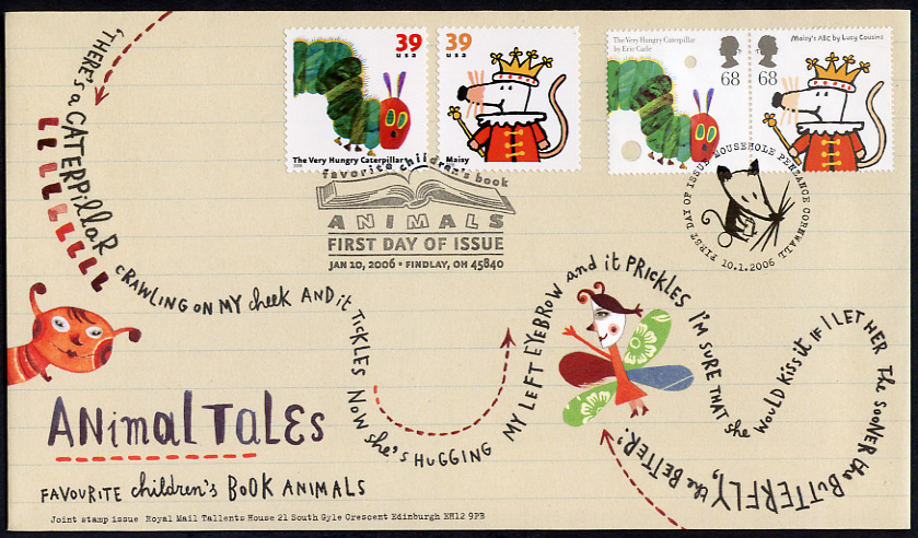 Great Britain stamps & first day covers - Animal Tales: Illustrations from  Children's Literature - Joint issue with USA - 10 January 2006 - from  Norvic Philatelics.