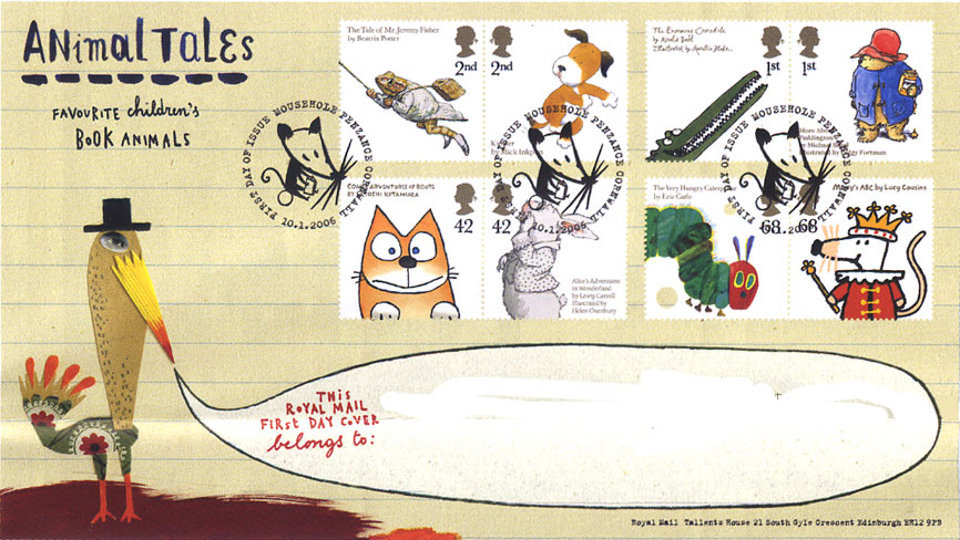 Royal Mail first day cover for the Animal Tales stamp issue 10 January 2006.