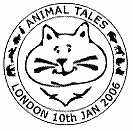Postmark showing cartoon cat