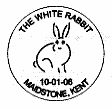 Animal Tales first day postmark depicting a white rabbit.