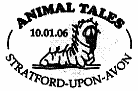 Animal Tales first day postmark depicting a caterpillar.