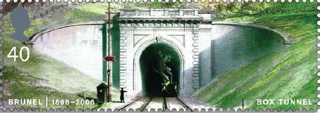 40p stamp showing Box Tunnel in Wiltshire.
