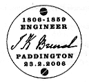 Postmark showing the signature of Isambard Kingdom Brunel.