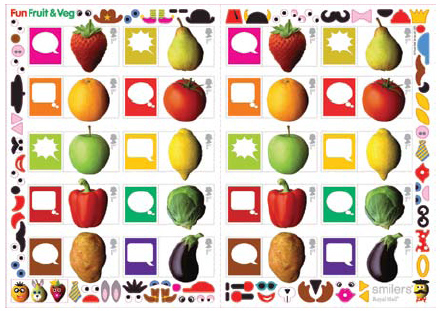 Fruit & Vegetables self-adhesive stamps in a Smilers Sheet