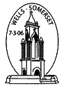 postmark showing a monument in Wells, Somerset.