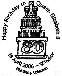 postmark showing birthday cake.