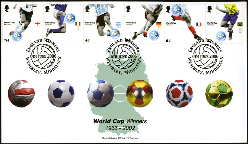 Norvic first day cover for 2006 World Cup Winners stamp set.