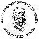 Postmark showing 'World Cup Willie' mascot of the 1966 World Cup.