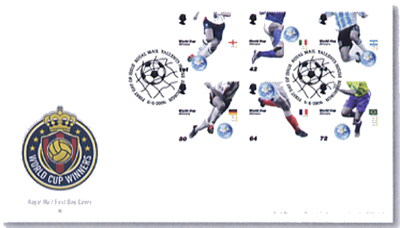 Royal Mail World Cup Winners stamps first day cover 4 June 2006.