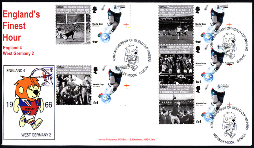 Norvic first day cover for 2006 World Cup Smilers Sheet.