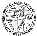 Postmark showing internal building construction.