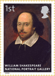 National portrait gallery stamp of William Shakespeare.