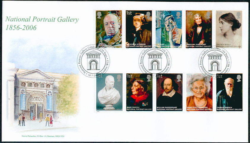 Norvic Philatelics official limited edition FDC for National Portrait Gallery stamps