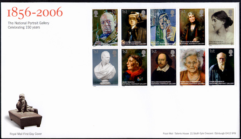 Royal Mail FDC for National Portrait Gallery stamps