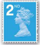 GB 2nd class standard letter stamp.