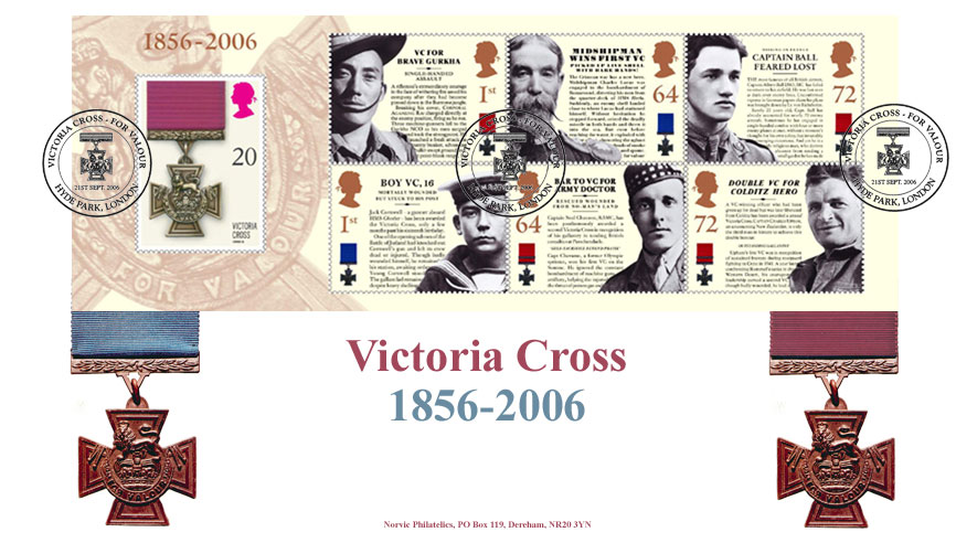Norvic official limited edition first day cover for Victoria Cross stamps miniature sheet.