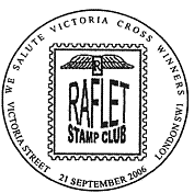 postmark showing RAFLET Stamp Club badge.