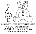 postmark showing Pudsey bear BBC Children in Need.