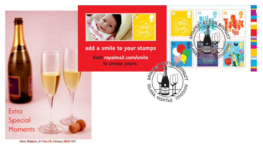 Norvic Philatelics first day cover for set of 6 booklet Greetings stamps issued 17 October 2006.