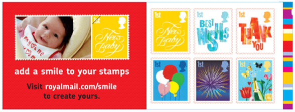 Great Britain booklet of greetings stamps including inside cover advertisement.
