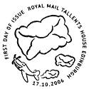 postmark depicting aeroplane and 'envelope' clouds.