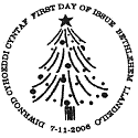 Postmark: Christmas Tree text in English & Welsh. 