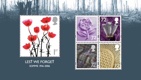 Royal Mail miniature sheet marking the 90th anniversary of the Battle of The Somme.