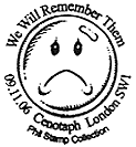 Postmark showing sad face.