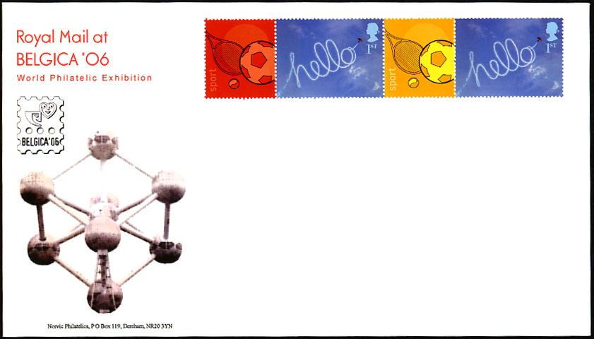 Norvic Philatelics FDC for Belgica 06 Smilers stamps 14 November 2006.
