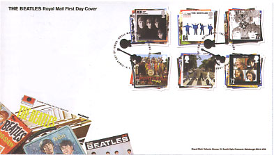 Royal Mail first day cover for Beatles stamps.