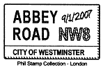 Postmark City of Westminster street sign for Abbey Road.