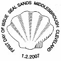 official Seal Sands postmark showing a sea shell.