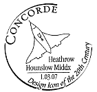 postmark illustrated with Concorde supersonic airliner.