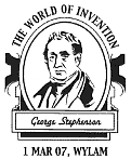 postmark showing portrait of George Stephenson.