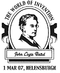 postmark showing portrait of John Logie Baird.