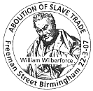 postmark showing portrait of William Wilberforce.