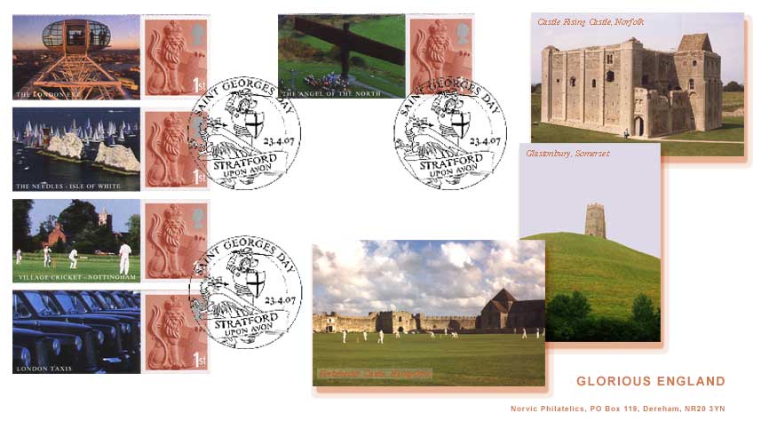 Norvic FDC for Glorious England SMilers sheet issued 23 April 2007.