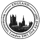 Postmark illustrated with Houses of Parliament.