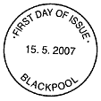 first day of issue Blackpool postmark.