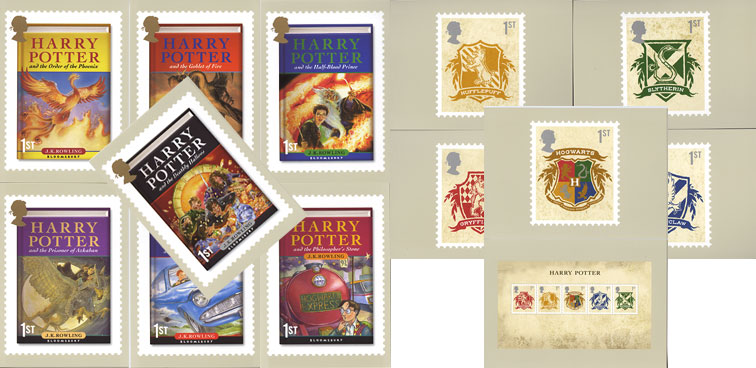 Set of 13 Harry Potter stamp cards issued 17 July 2007.