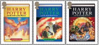Harry Potter stamps showing volumes 5-7 of the stories.