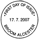 Non-illustrated Broom first day postmark.